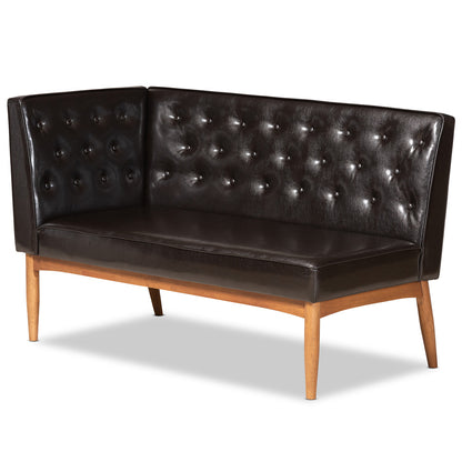 Baxton Studio - Riordan Dining Sofa Bench in Dark Brown/Walnut Brown - BBT8051.13-Dark Brown/Walnut-2PC SF Bench view 2