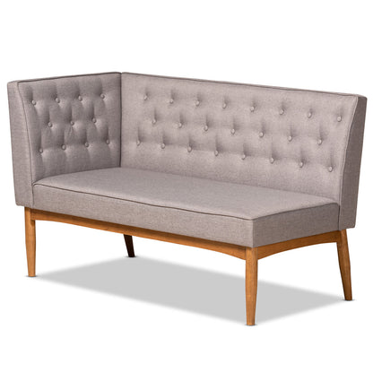 Baxton Studio - Riordan Dining Sofa Bench in Grey/Walnut Brown  - BBT8051.13-Grey/Walnut-2PC SF Bench view 3