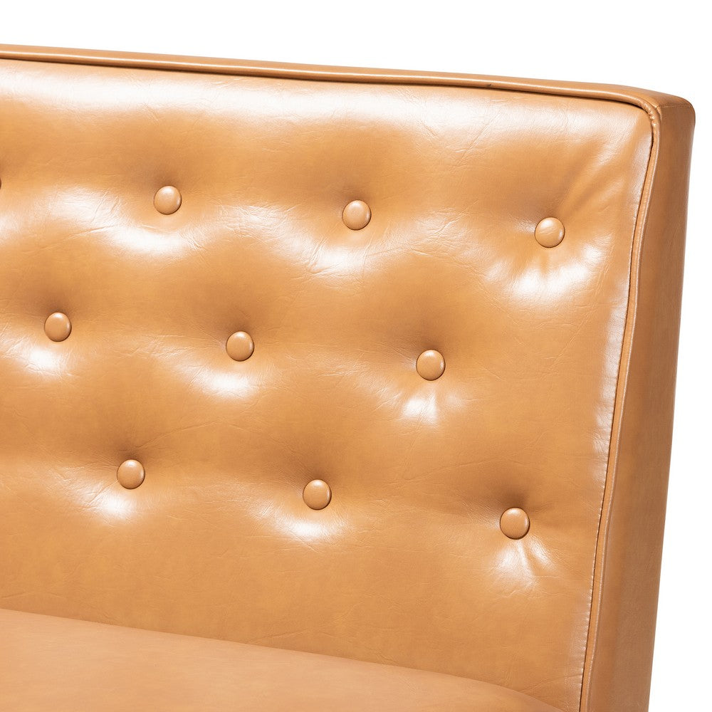 Baxton Studio - Riordan Dining Sofa Bench in Tan/Walnut Brown - BBT8051.13-Tan/Walnut-2PC SF Bench view 4