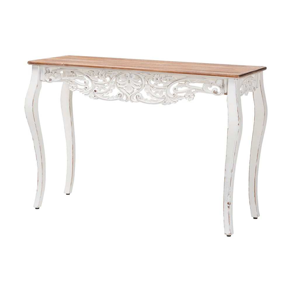 Baxton Studio - Riquin Console Table in Natural Brown/White - JY25B006-White/Natural-Wooden-Console Table view 1