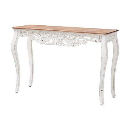 Baxton Studio - Riquin Console Table in Natural Brown/White - JY25B006-White/Natural-Wooden-Console Table view 1
