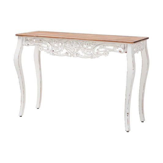 Baxton Studio - Riquin Console Table in Natural Brown/White - JY25B006-White/Natural-Wooden-Console Table view 1