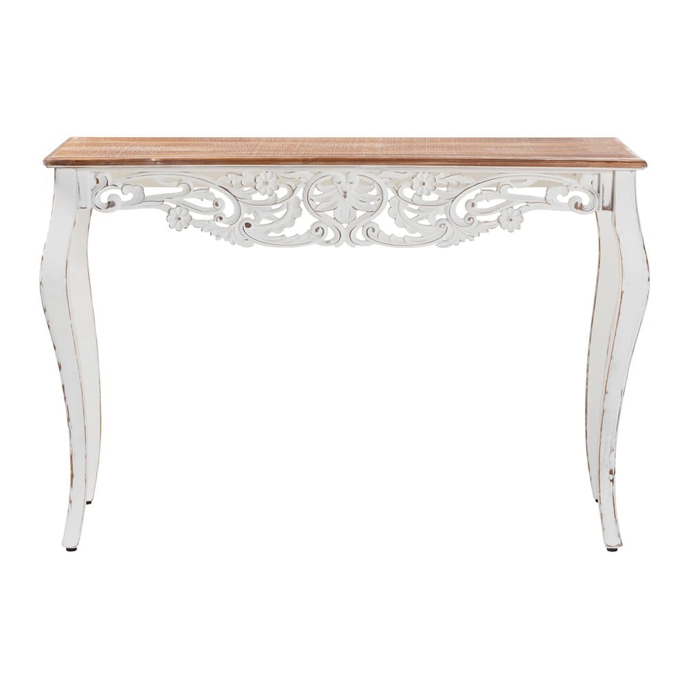 Baxton Studio - Riquin Console Table in Natural Brown/White - JY25B006-White/Natural-Wooden-Console Table view 2