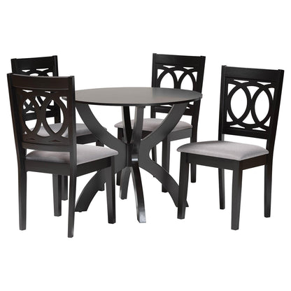 Baxton Studio - Rita Dining Set in Grey/Espresso Brown - Rita-Grey/Dark Brown-5PC Dining Set view 1