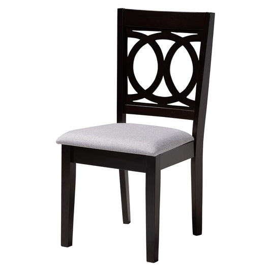 Baxton Studio - Rita Dining Set in Grey/Espresso Brown - Rita-Grey/Dark Brown-5PC Dining Set view 2