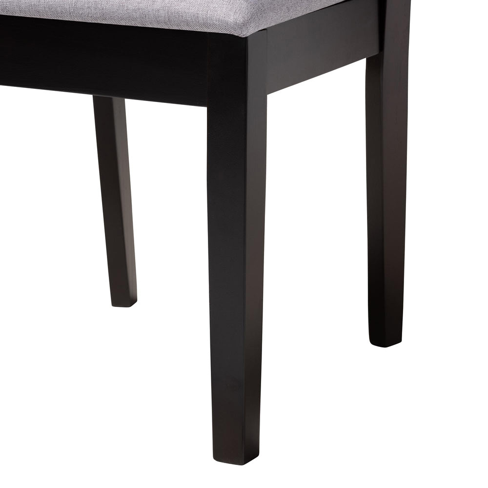 Baxton Studio - Rita Dining Set in Grey/Espresso Brown - Rita-Grey/Dark Brown-5PC Dining Set view 6