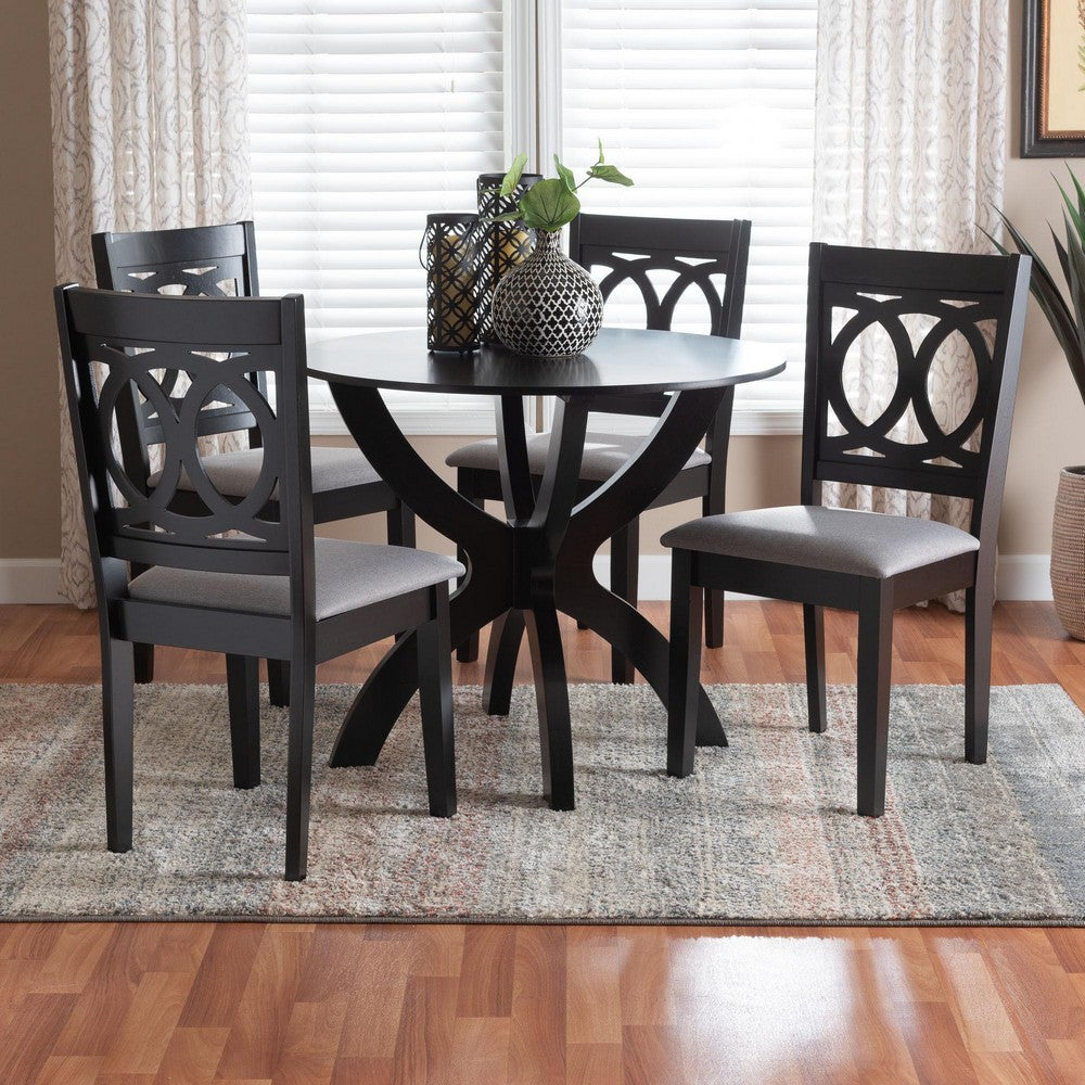 Baxton Studio - Rita Dining Set in Grey/Espresso Brown - Rita-Grey/Dark Brown-5PC Dining Set view 8