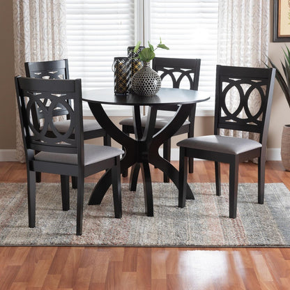Baxton Studio - Rita Dining Set in Grey/Espresso Brown - Rita-Grey/Dark Brown-5PC Dining Set view 8