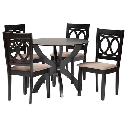 Baxton Studio - Rita Dining Set in Sand/Espresso Brown - Rita-Sand/Dark Brown-5PC Dining Set view 1