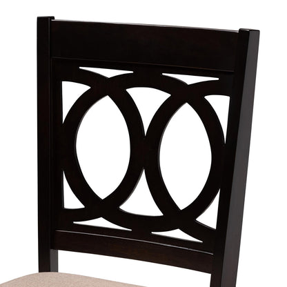 Baxton Studio - Rita Dining Set in Sand/Espresso Brown - Rita-Sand/Dark Brown-5PC Dining Set view 5