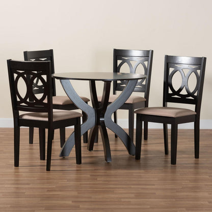 Baxton Studio - Rita Dining Set in Sand/Espresso Brown - Rita-Sand/Dark Brown-5PC Dining Set view 9