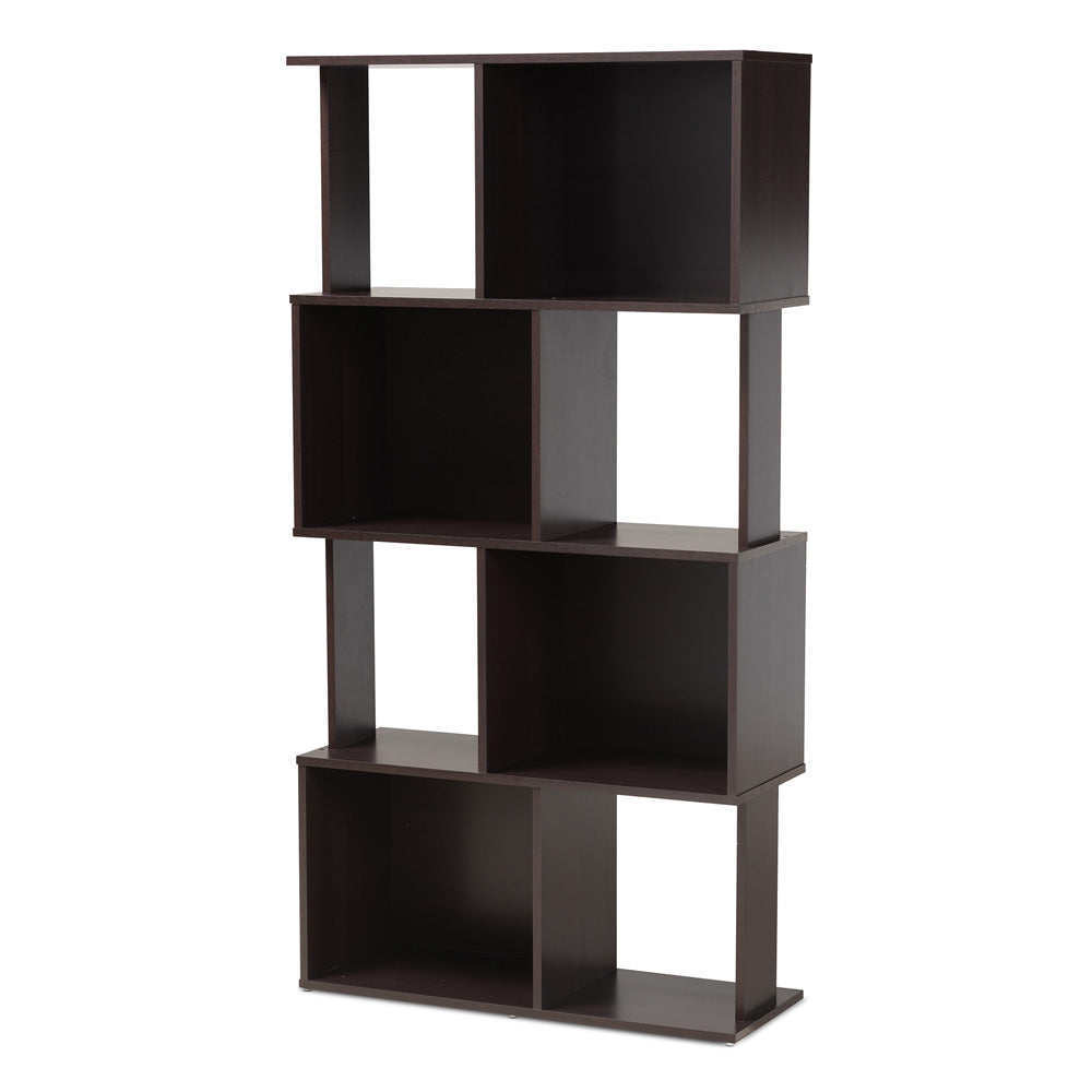 Baxton Studio - Riva Bookcase in Dark brown - BS8000-Wenge-Shelf view 1