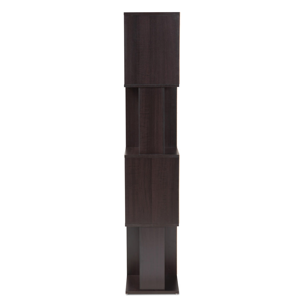 Baxton Studio - Riva Bookcase in Dark brown - BS8000-Wenge-Shelf view 3