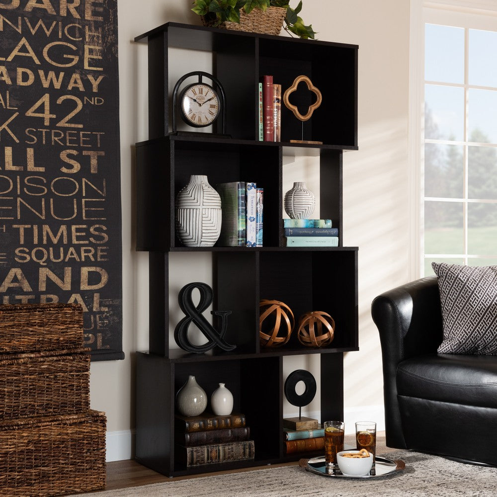 Baxton Studio - Riva Bookcase in Dark brown - BS8000-Wenge-Shelf view 4