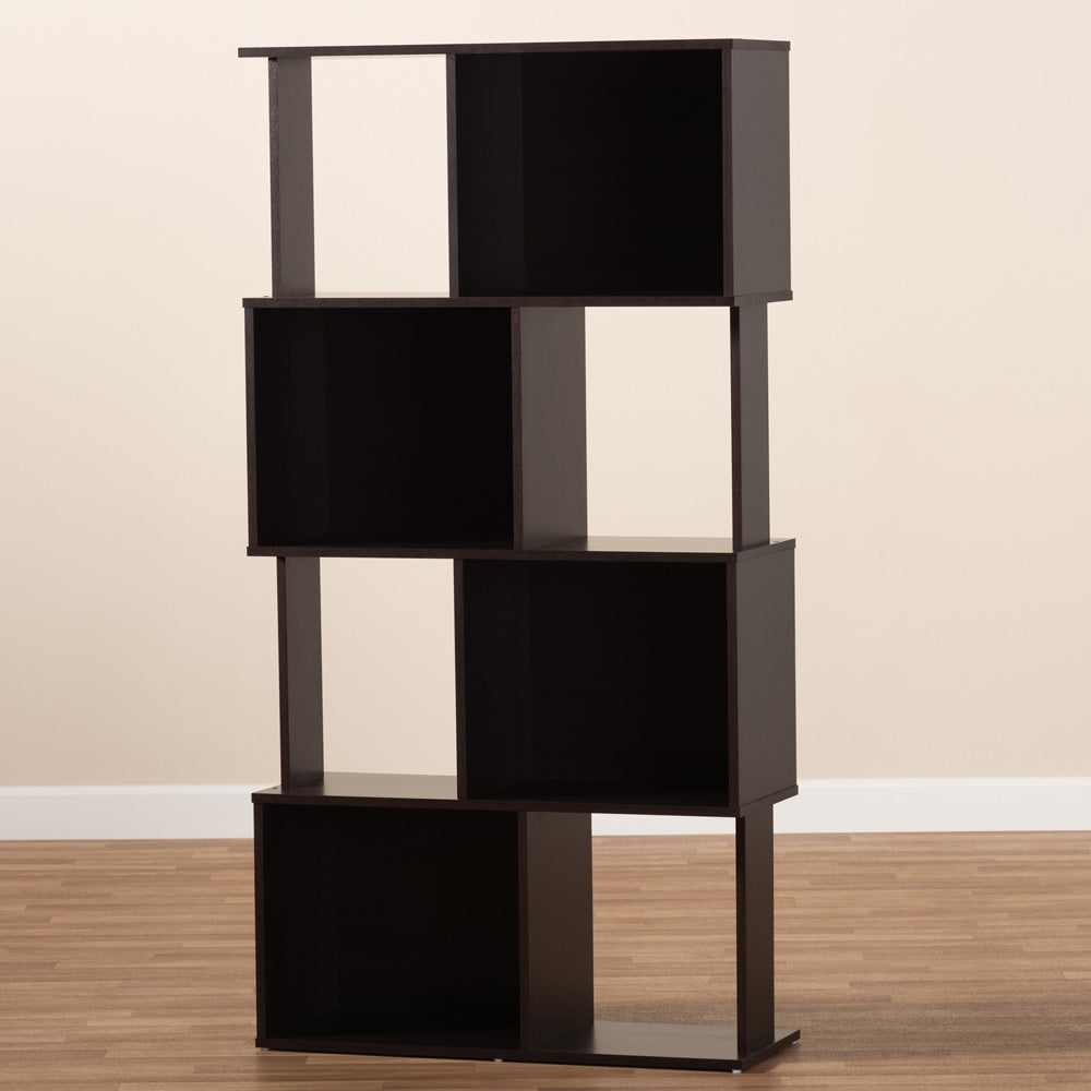 Baxton Studio - Riva Bookcase in Dark brown - BS8000-Wenge-Shelf view 5