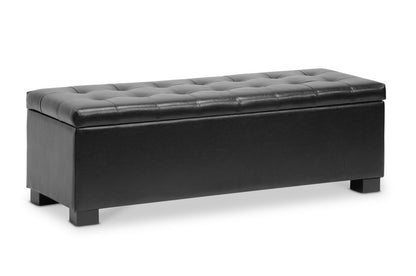 Baxton Studio - RoaNoke Ottoman in Black - BBT3101-Black-OTTO view 1