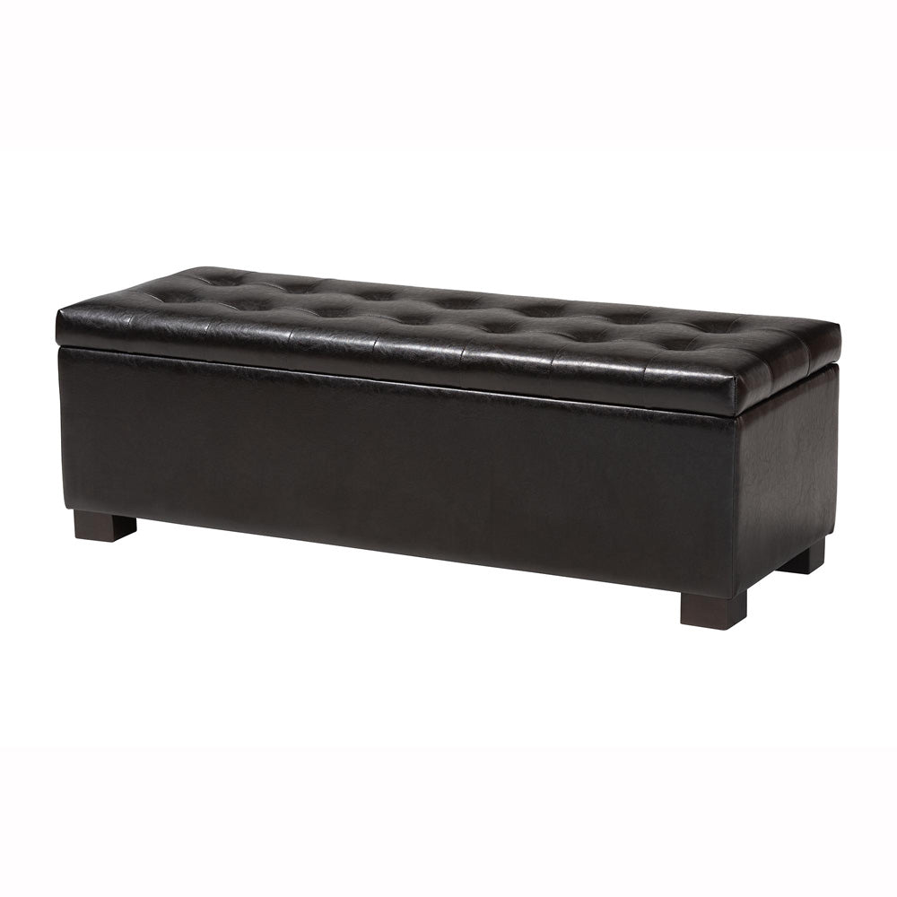 Baxton Studio - RoaNoke Ottoman in Dark Brown - BBT3101-Dark Brown-OTTO view 1
