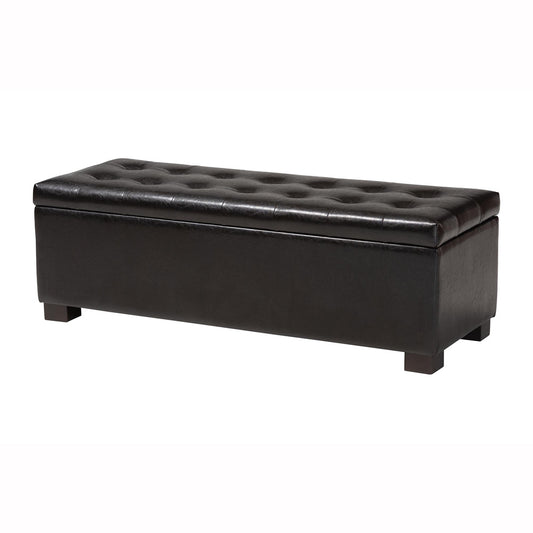 Baxton Studio - RoaNoke Ottoman in Dark Brown - BBT3101-Dark Brown-OTTO view 1