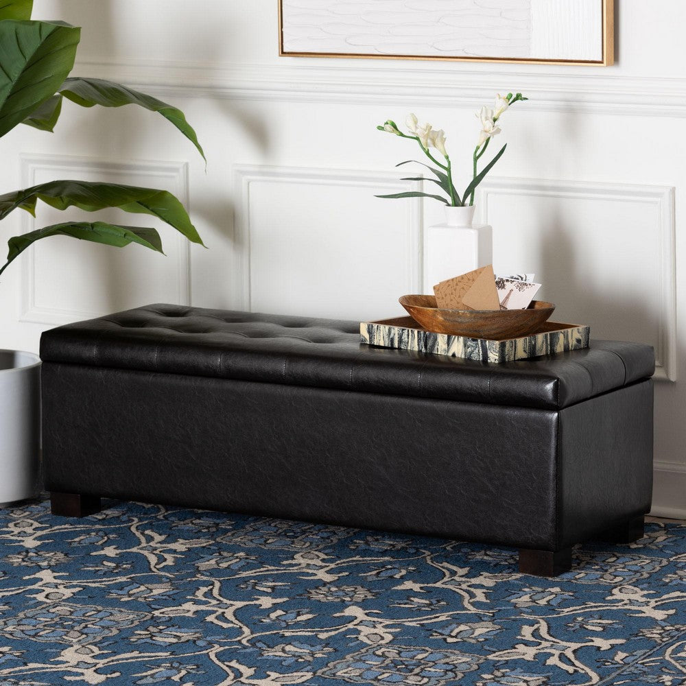 Baxton Studio - RoaNoke Ottoman in Dark Brown - BBT3101-Dark Brown-OTTO view 8