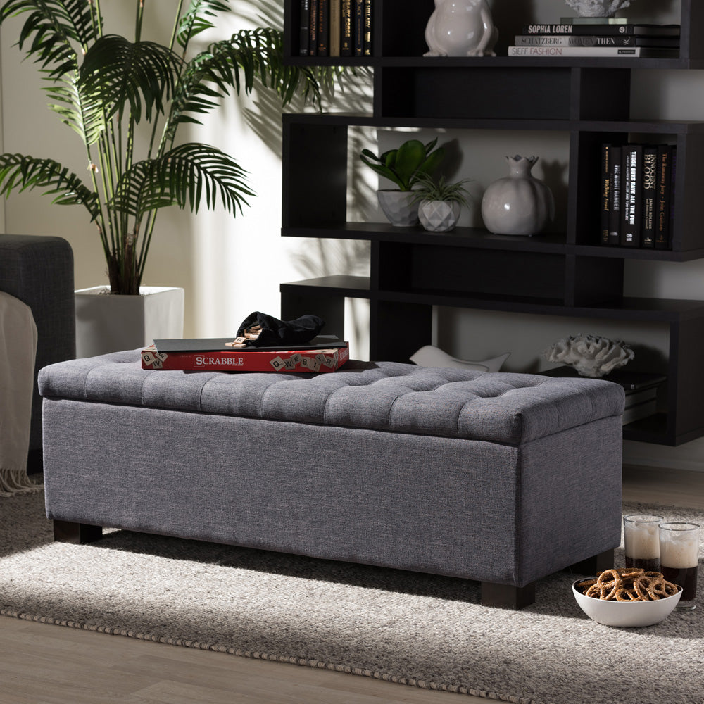 Baxton Studio - RoaNoke Storage Bench in Dark Grey - BBT3101-OTTO-Dark Grey-H1217-20 view 9