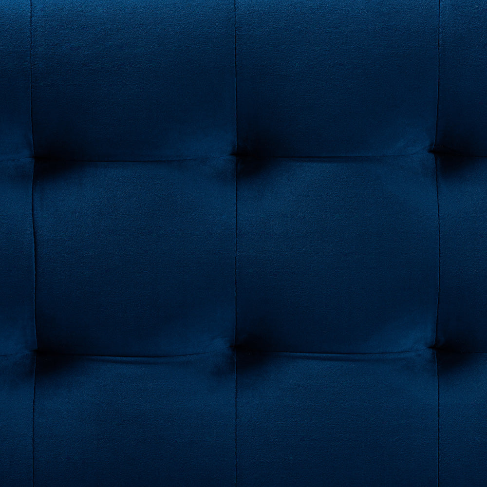 Baxton Studio - RoaNoke Storage Ottoman in Navy Blue/Brown - BBT3101-Navy Velvet/Walnut-Otto view 6