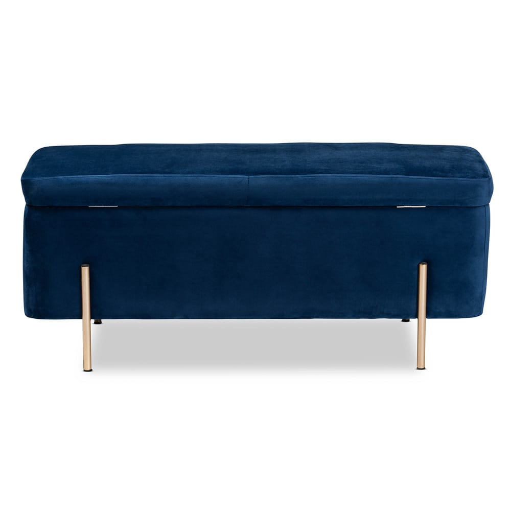 Baxton Studio - Rockwell Bench in Navy Blue/Gold - FZD0223-Navy Blue Velvet-Bench view 5