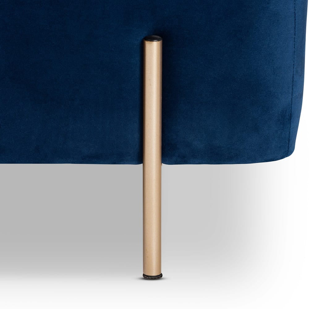 Baxton Studio - Rockwell Bench in Navy Blue/Gold - FZD0223-Navy Blue Velvet-Bench view 6