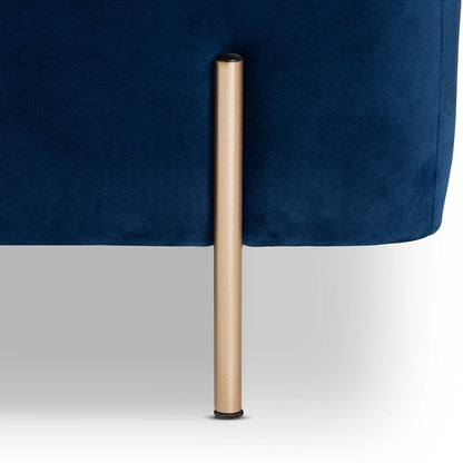 Baxton Studio - Rockwell Bench in Navy Blue/Gold - FZD0223-Navy Blue Velvet-Bench view 6