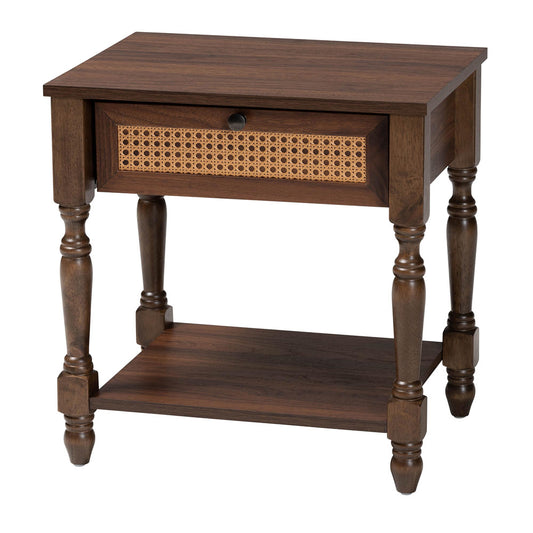Baxton Studio - Roden Nightstand in Dark Brown - Roden-Brown-Nightstand view 1