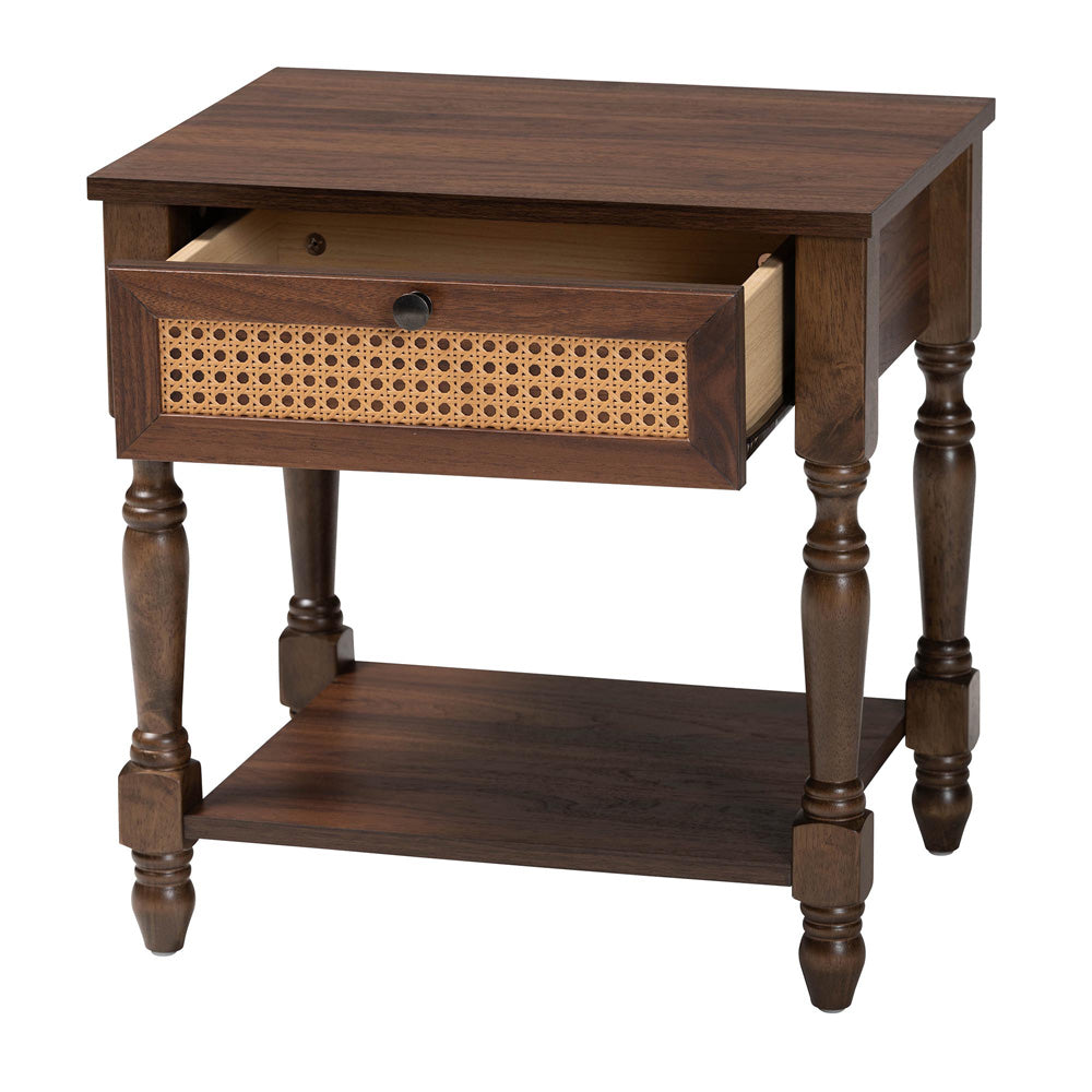 Baxton Studio - Roden Nightstand in Dark Brown - Roden-Brown-Nightstand view 2