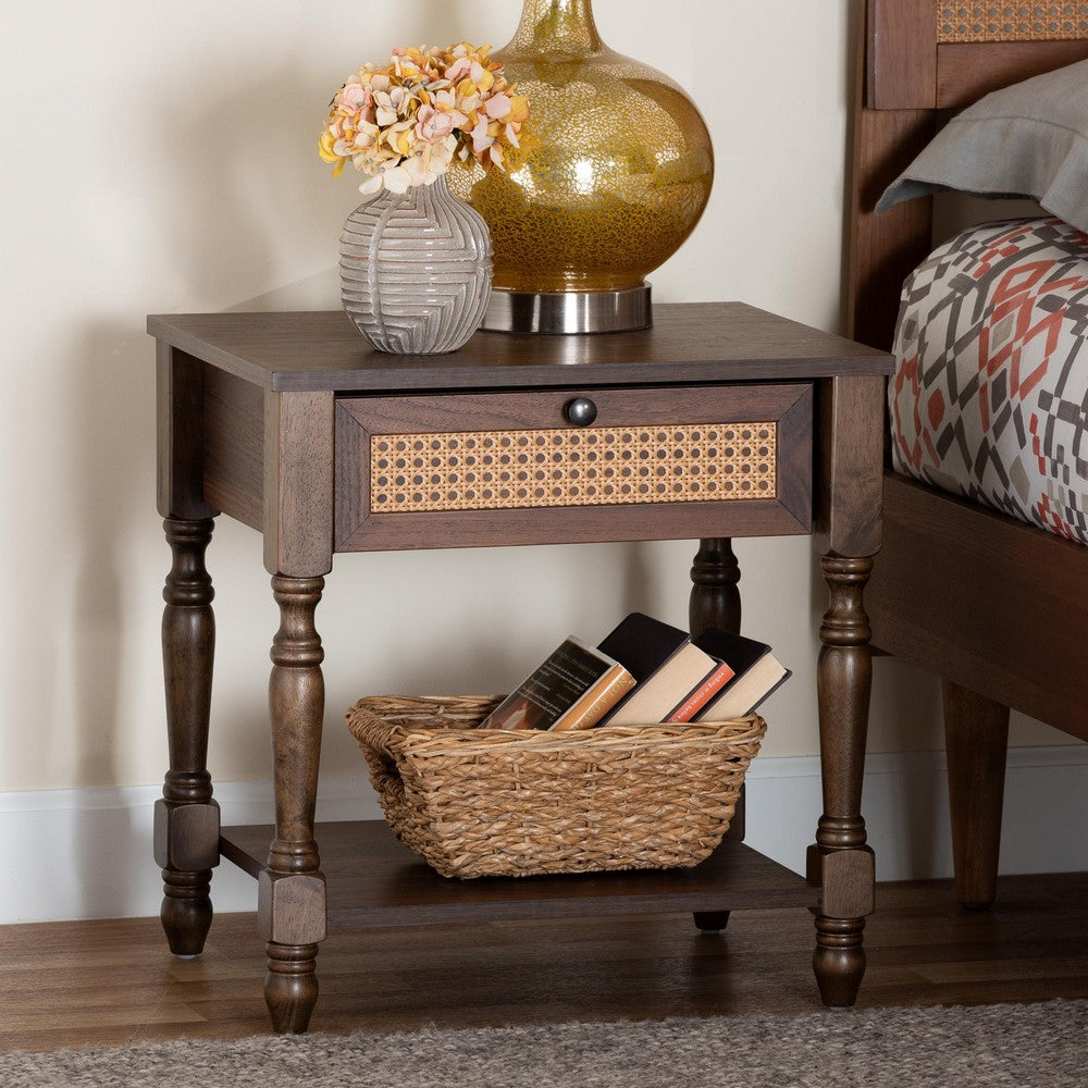 Baxton Studio - Roden Nightstand in Dark Brown - Roden-Brown-Nightstand view 9