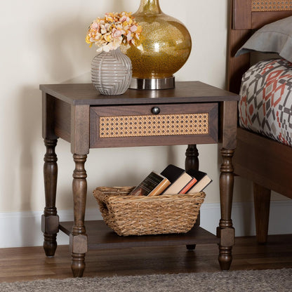 Baxton Studio - Roden Nightstand in Dark Brown - Roden-Brown-Nightstand view 9