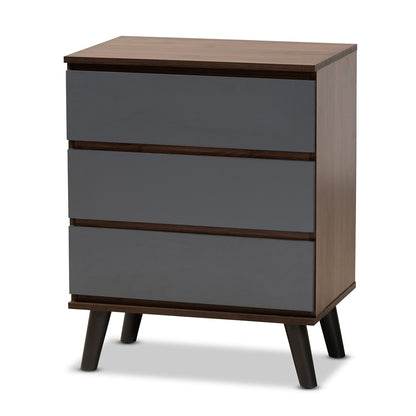 Baxton Studio - Roldan Chest in Grey/Walnut Brown/Black - CH8003-Walnut/Grey-3DW Chest view 1