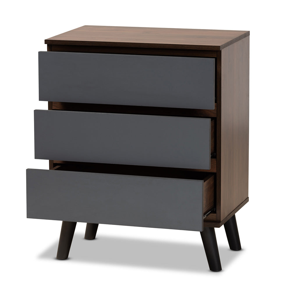 Baxton Studio - Roldan Chest in Grey/Walnut Brown/Black - CH8003-Walnut/Grey-3DW Chest view 2