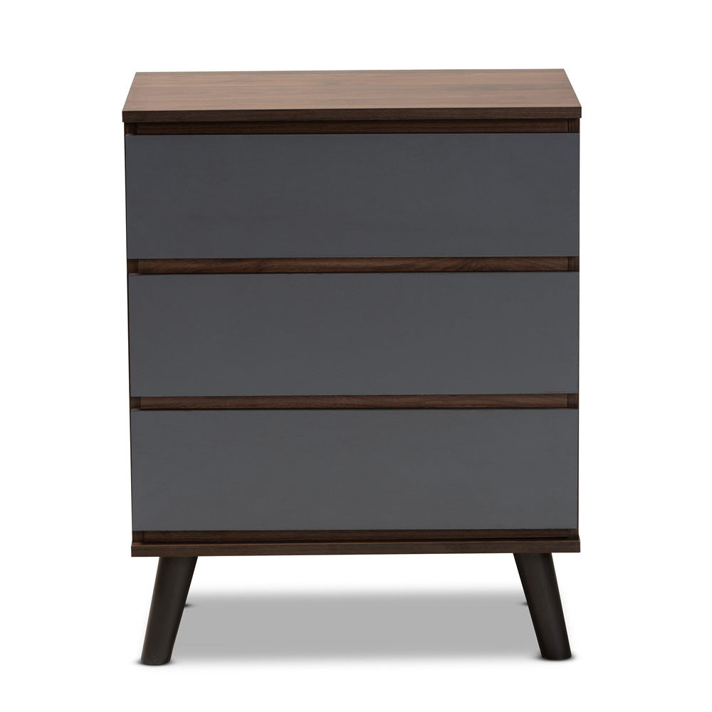 Baxton Studio - Roldan Chest in Grey/Walnut Brown/Black - CH8003-Walnut/Grey-3DW Chest view 3