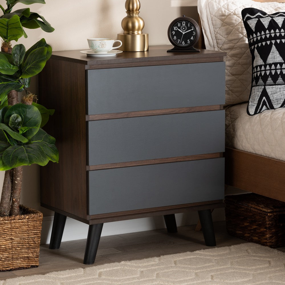 Baxton Studio - Roldan Chest in Grey/Walnut Brown/Black - CH8003-Walnut/Grey-3DW Chest view 6