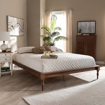 Baxton Studio - Romy Full Size Bed Frame in Ash walnut - MG0005-Ash Walnut Rattan-Full-Frame view 6