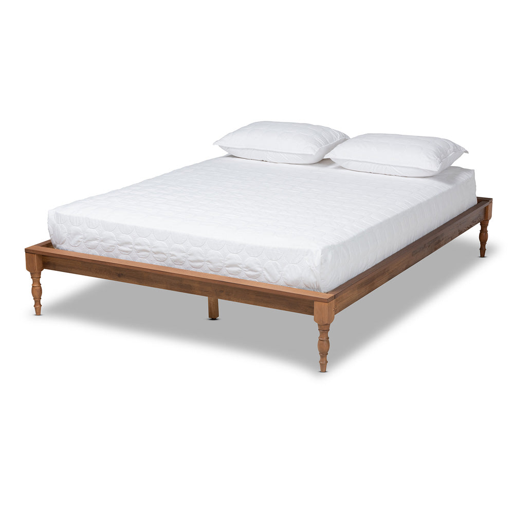 Baxton Studio - Romy King Size Bed Frame in Ash walnut - MG0005-Ash Walnut Rattan-King-Frame view 1