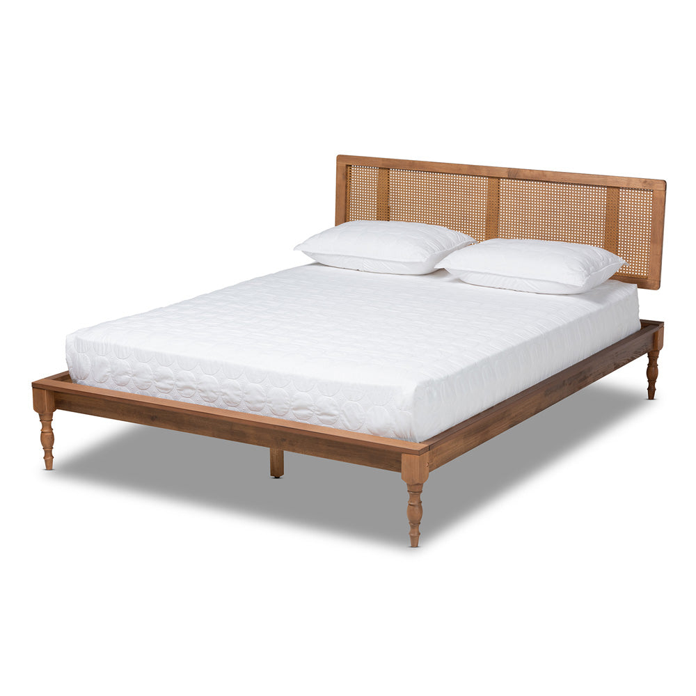 Baxton Studio - Romy King Size Bed in Ash walnut - MG0005-Ash Walnut Rattan-King view 1