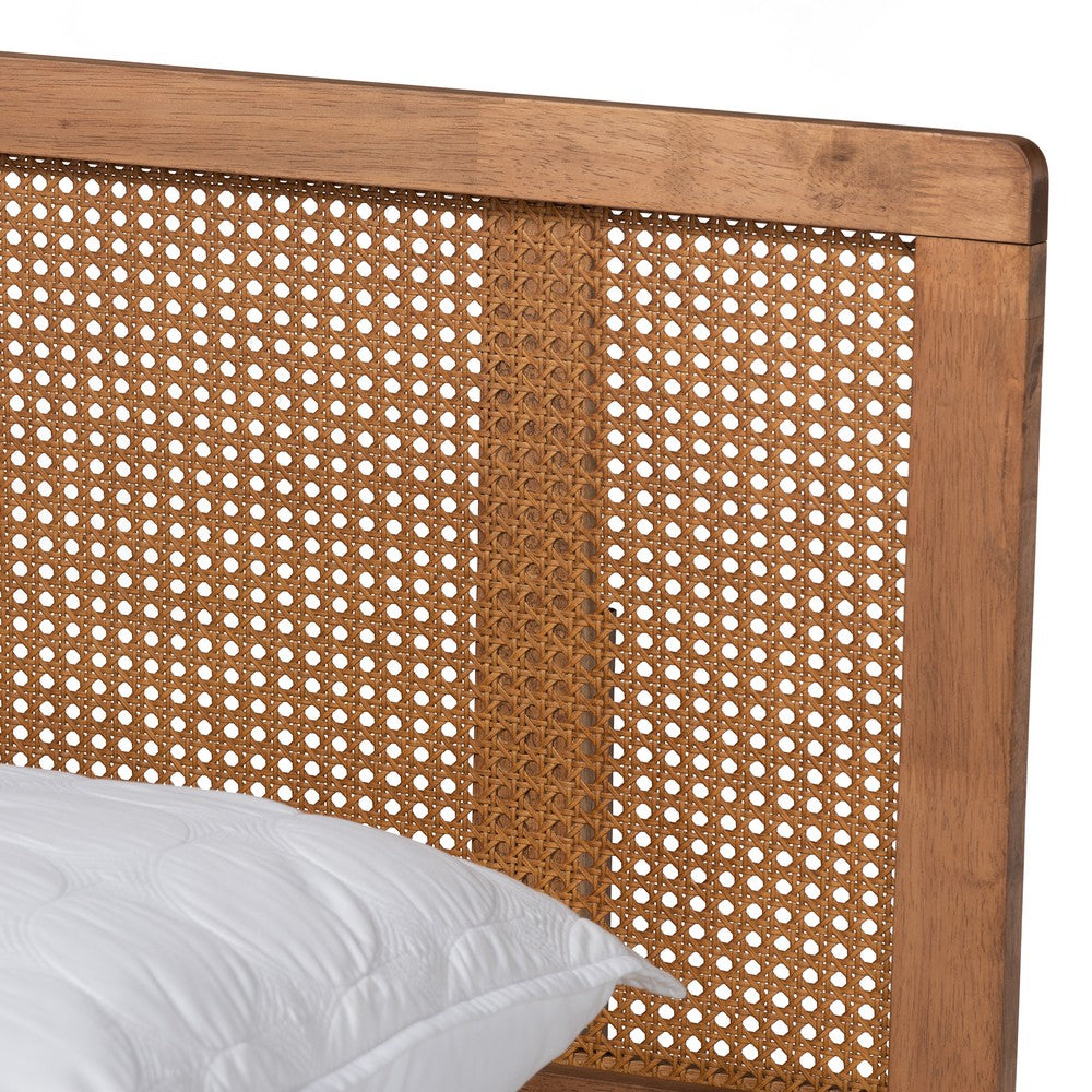 Baxton Studio - Romy King Size Bed in Ash walnut - MG0005-Ash Walnut Rattan-King view 4