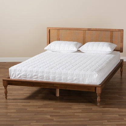 Baxton Studio - Romy King Size Bed in Ash walnut - MG0005-Ash Walnut Rattan-King view 6