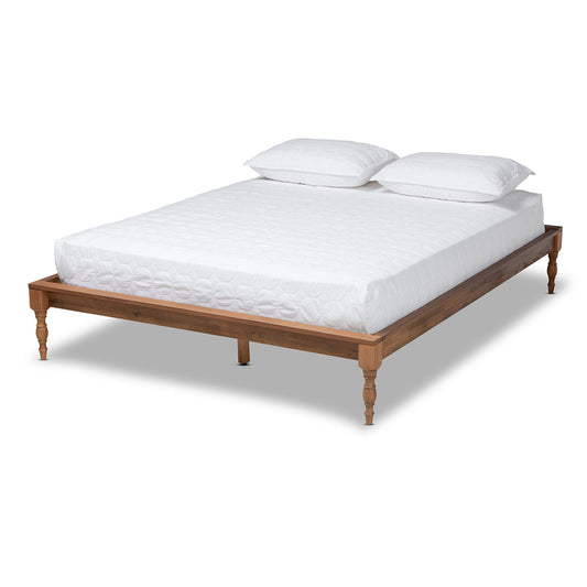 Baxton Studio - Romy Queen Size Bed Frame in Ash walnut - MG0005-Ash Walnut Rattan-Queen-Frame view 1