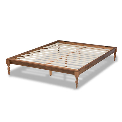 Baxton Studio - Romy Queen Size Bed Frame in Ash walnut - MG0005-Ash Walnut Rattan-Queen-Frame view 3