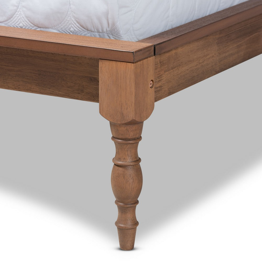 Baxton Studio - Romy Queen Size Bed Frame in Ash walnut - MG0005-Ash Walnut Rattan-Queen-Frame view 4