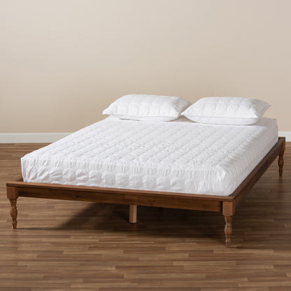 Baxton Studio - Romy Queen Size Bed Frame in Ash walnut - MG0005-Ash Walnut Rattan-Queen-Frame view 6