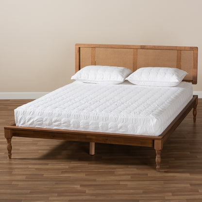 Baxton Studio - Romy Queen Size Bed in Ash walnut - MG0005-Ash Walnut Rattan-Queen view 5