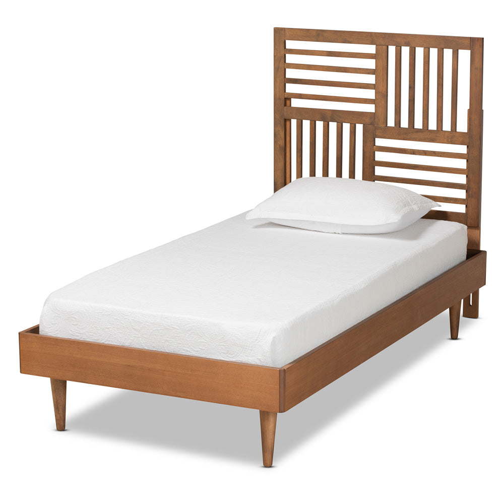 Baxton Studio - Romy Twin Size Bed in Walnut Brown - Romy-Ash Walnut-Twin view 1