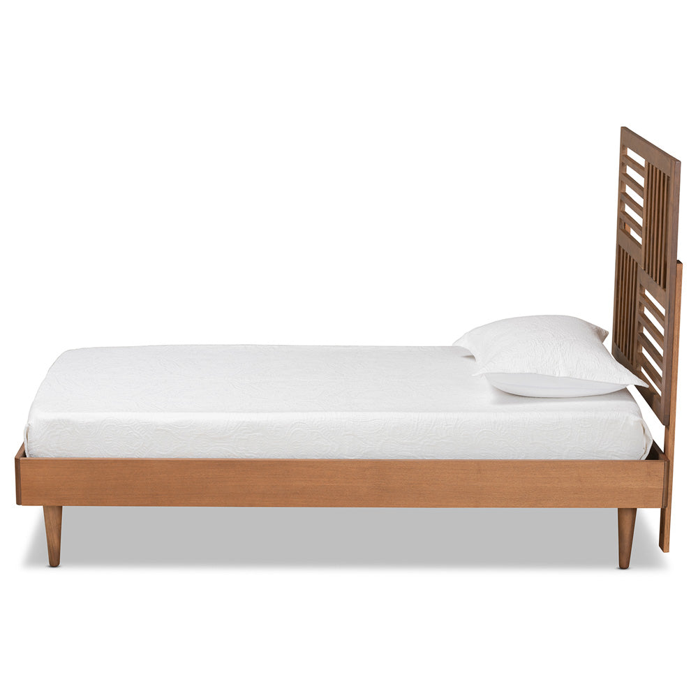 Baxton Studio - Romy Twin Size Bed in Walnut Brown - Romy-Ash Walnut-Twin view 2