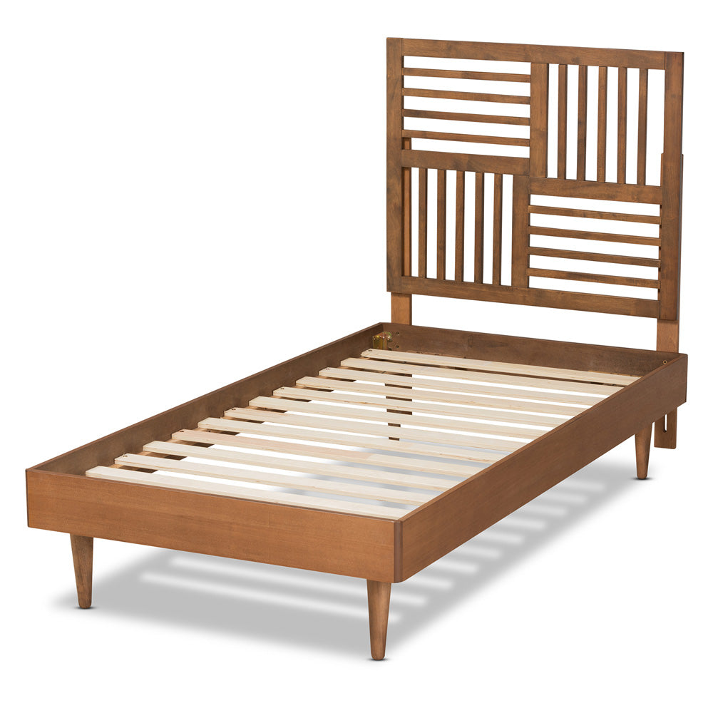 Baxton Studio - Romy Twin Size Bed in Walnut Brown - Romy-Ash Walnut-Twin view 3