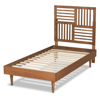 Baxton Studio - Romy Twin Size Bed in Walnut Brown - Romy-Ash Walnut-Twin view 3